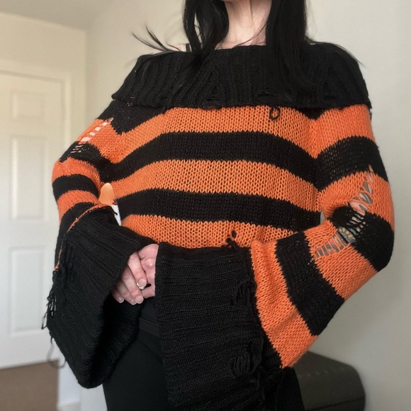 Killstar Nightmare Knit Sweater Orange Sz SM - Picture 6 of 8